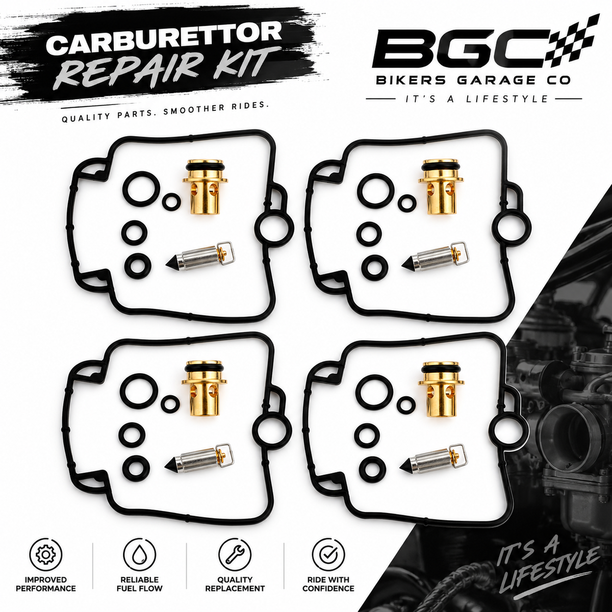 Suzuki GSF1200 Bandit / GSX-R750 / GSX-R1100 Carburetor Rebuild Kit – Set of 4