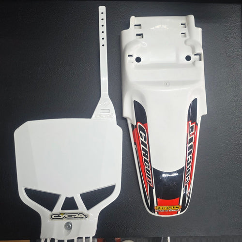 Used Circuit Equipment white off-road rear mudguard and number board set
